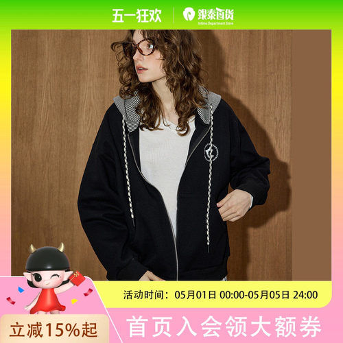 coolhut2025秋季女式美式复古宽松连帽时尚外套休闲运动外套