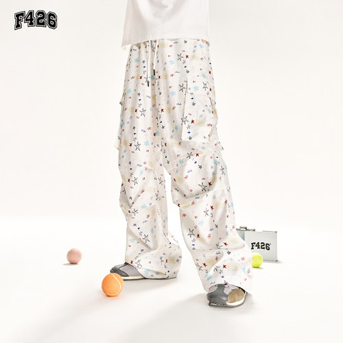 F426国潮牌美式复古彩色涂鸦工装长裤BDCK24AW-6386
