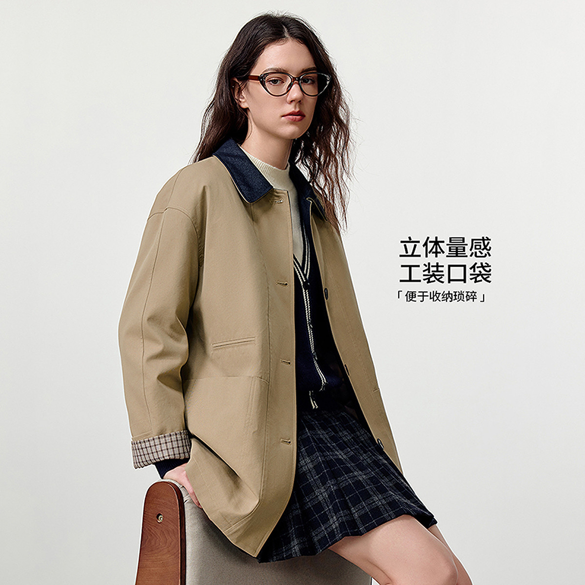 KBNE宽松中长款休闲棉衣夹棉外套750937020