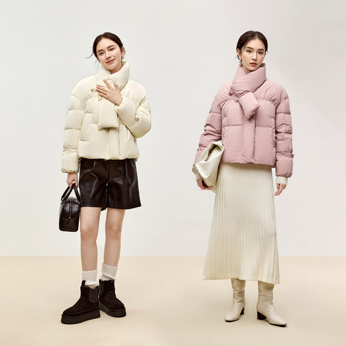 尚都比拉围巾短款羽绒服外套女冬季款高级感舒适保暖上衣