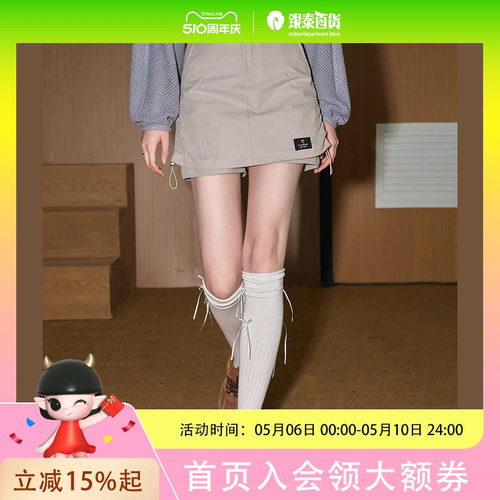 COOLHUT设计感美式抽绳工装显瘦高腰A字2025春季女式半截裙短裙辣妹