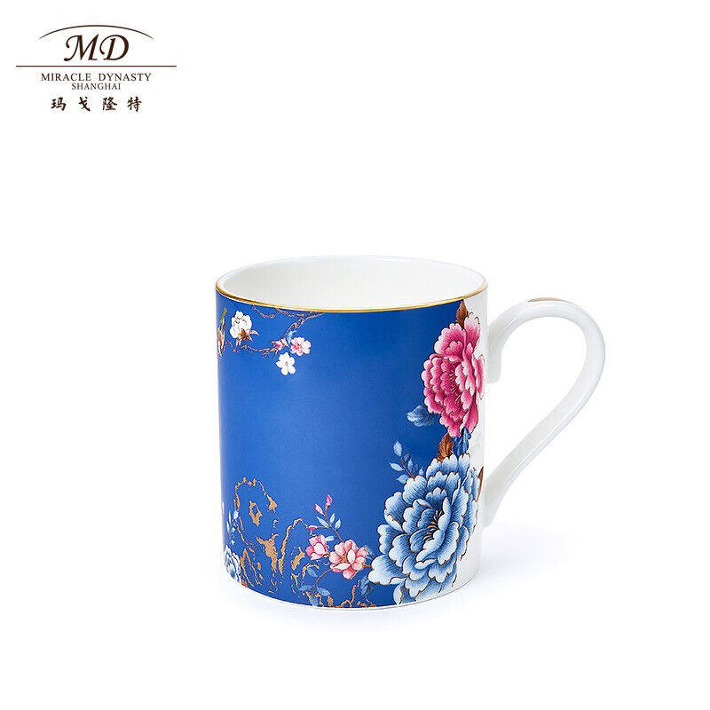 玛戈隆特/MD盛世牡丹深蓝色马克杯