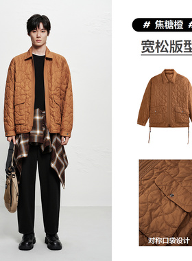 【商场同款】太平鸟男装棉衣25冬季宽松满版绗缝 B2ABF4122