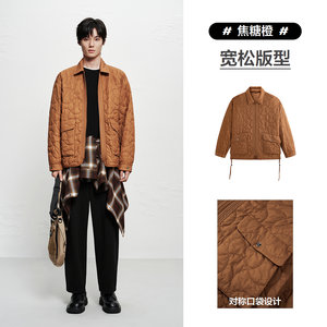 【商场同款】太平鸟男装棉衣25冬季宽松满版绗缝 B2ABF4122
