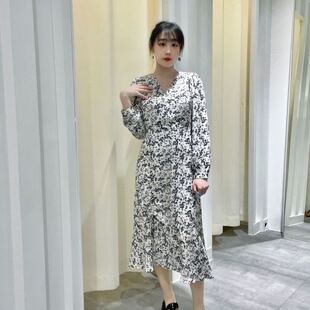 碎花连衣裙10G1KH02A115 女士V领抽褶长袖 TKY SHOP