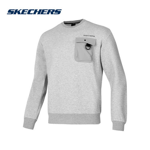 Skechers斯凯奇2025春季男款卫衣圆领休闲套头衫  P125M019-04QK
