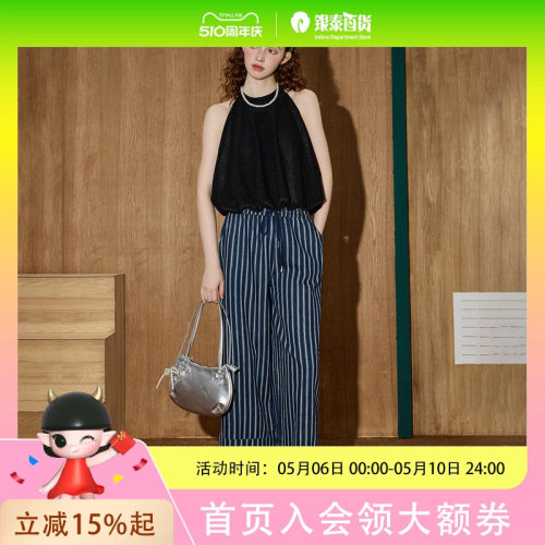 coolhut挂脖削肩无袖显瘦黑色多巴胺上衣女2025夏季气质衬衫
