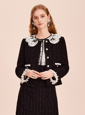 COVEN GARDEN/哥文花园珠片娃娃领短外套女