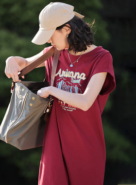 dme德玛纳【字母印花长裙】夏装圆领无袖简约时尚T恤连衣裙023221410010