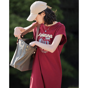 dme德玛纳【字母印花长裙】夏装圆领无袖简约时尚T恤连衣裙023221410010