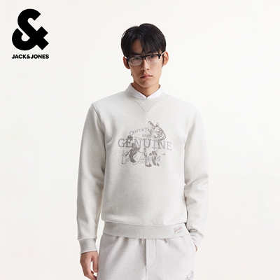 杰克琼斯男装秋季卫衣纯色百搭刺绣图案圆领日常潮流通勤长袖上衣