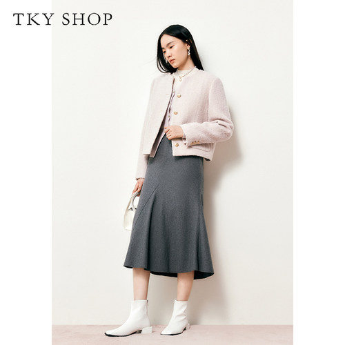 TKY SHOP女士时尚不规则鱼尾中长裙10G1SA03S028