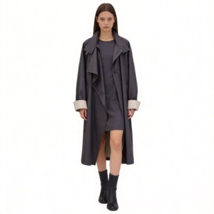 秋水伊人时尚宽松中长款风衣外套女16101BC114301