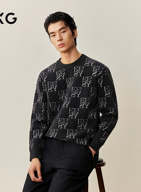 GXG男装 商场同款字母圆领毛衫 2025年冬季新品G25X204034