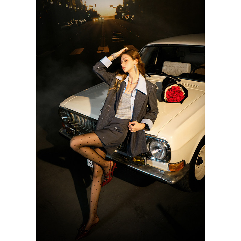 CHICHY老钱风灰色西装短裤CC6A001253（不含西装外套）