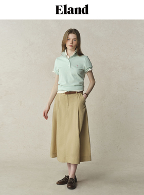 Eland衣恋T恤女学院风polo领 短袖上衣