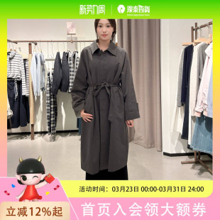 本涩女士时尚 口翻条风衣F1428A01 简约袖