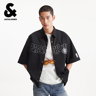杰克琼斯男装 篮网队 衬衫 短袖 饰百搭宽松纯棉 字母装 NBA联名款