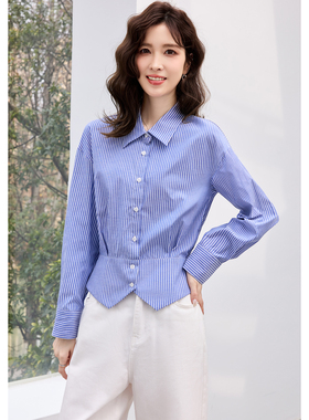 KCOR【32.3%棉】女士春夏宽松高腰条纹衬衫 9K0J062628