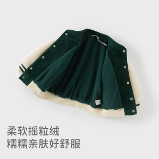 戴维贝拉男童灯芯绒外套宝宝摇粒绒外衣2024冬装儿童