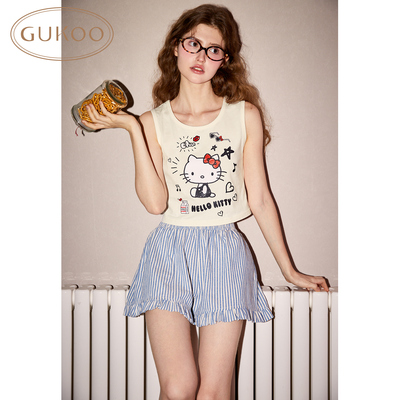 Gukoo/果壳吊带背心女夏季HelloKitty内衣薄款棉氨少女打底背心内搭825221100H0