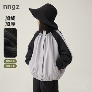 NNGZ山系户外女童立领外套春季宽松儿童夹克洋气时髦童装上衣