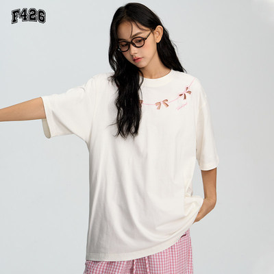 【F426】情侣百搭图案镂空包边刺绣短袖T恤BDDX24SS-6262