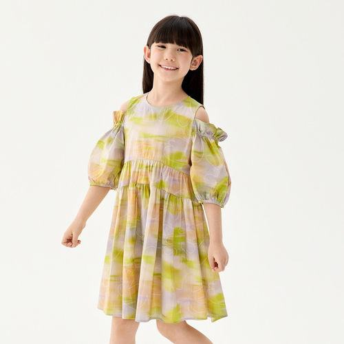马拉丁儿童连衣裙26夏款女大童油画风短袖连衣裙126513324V
