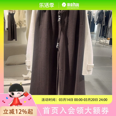 珠扣腰绳阔腿裤/F17910Y09