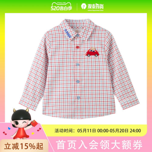 】PawinPaw卡通小熊童装26年款男宝宝全棉格纹衬衫