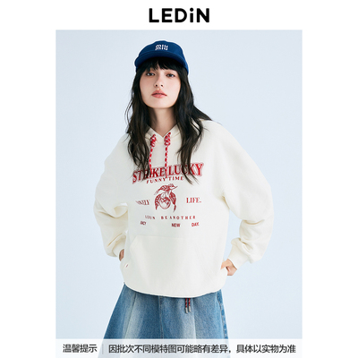 【商场同款】乐町连帽字母卫衣女25年春季新年红色卫衣C2CRF1329