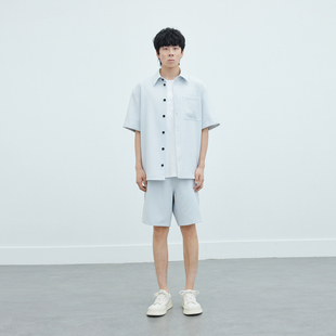 MM麦檬男装高级灰色短袖衬衫9F4120311
