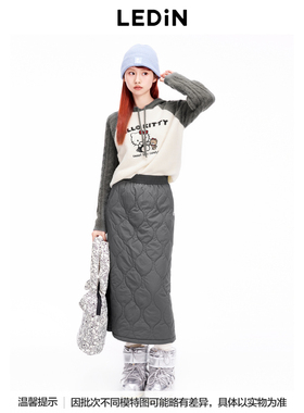 乐町葫芦绗线直筒长裙冬季半身裙C2GFE4512