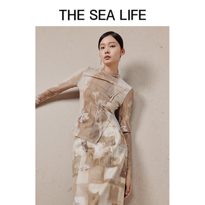 THESEALIFE欧海一生印花上衣女24冬设计感针织衫18105