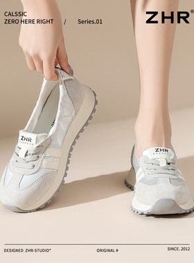 ZHR则则【头层猪皮】德训鞋女浅口芭蕾阿甘运动鞋厚底老爹鞋G731