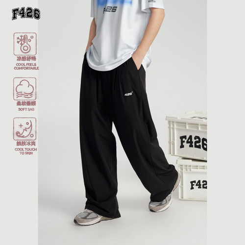 【F426】国潮牌情侣宽松休闲夏季小logo轻薄防晒冰丝凉裤
