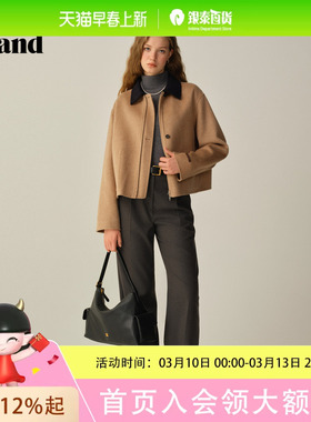 Eland衣恋毛呢外套女短款直身宽松外套2025冬季新款