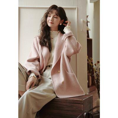 谜秀设计感毛呢外套女小个子短款西装大衣呢子MXC51W0108