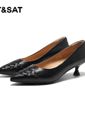 星期六浅口单鞋优雅尖头中跟通勤上班女鞋SSC1111110