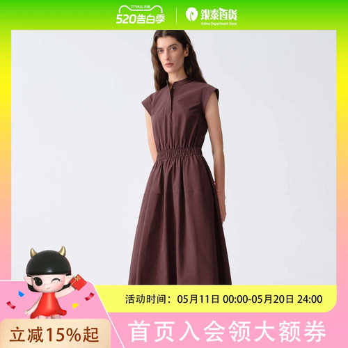 OVV女装半高小立领休闲通勤A字连衣裙