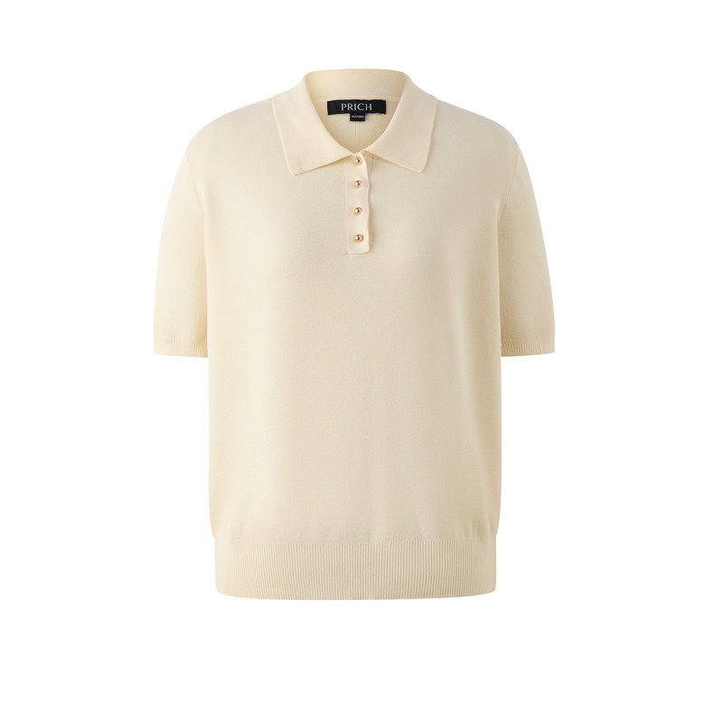 PRICH简约气质polo领短袖针织衫 宽松休闲上衣女