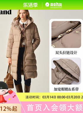 【鎏光鹅绒服】【无氟防水】Eland衣恋羽绒服女长外套2025冬EEJDF4VM13