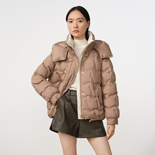 Dekashell/迪卡轩2025冬季新款羽绒服女短款连帽加厚保暖外套R415328