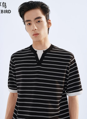 【商场同款】太平鸟男装T恤26春亨利领假两件长袖 B1EEG1230