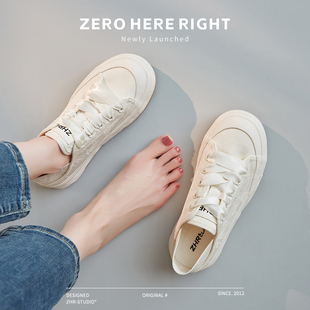 ZHR则则两穿帆布鞋2025缎面中式板鞋松糕底透气休闲女鞋CS79