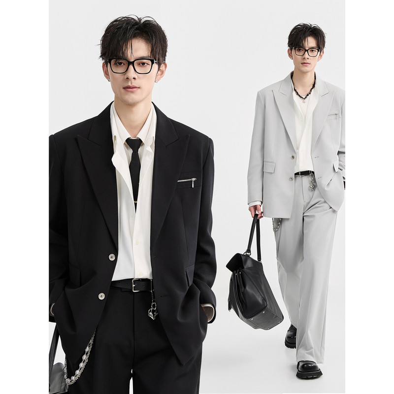 [高级感定织]伯爵卓尔BJZE男装双排扣休闲西服垫肩外套