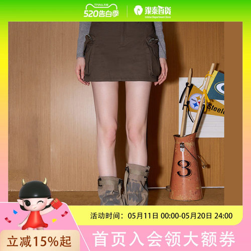 coolhut美式复古高腰A字工装大口袋短裙2025夏季半身裙辣妹显瘦
