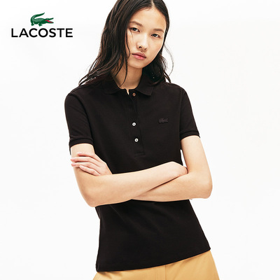 LACOSTE法国鳄鱼女装春季休闲翻领修身短袖POLO衫女|PF5462-98