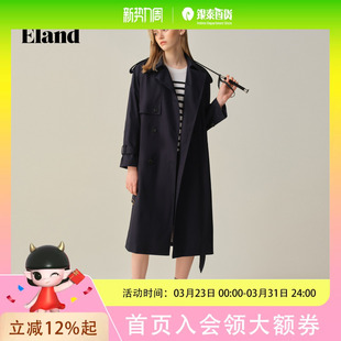 EEJTF49M01 Eland衣恋风衣女英伦风双排扣外套2025秋季 100%棉