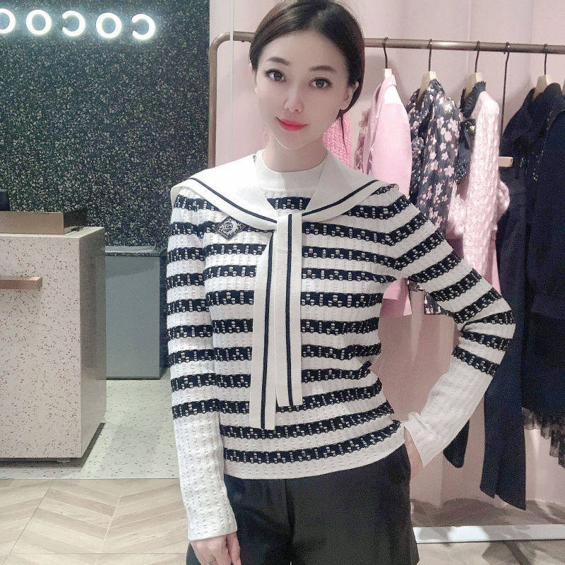 可可尼 女士条纹简约 时尚针织衫22410AF101039